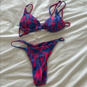 Blue and Pink Bikini Set she in